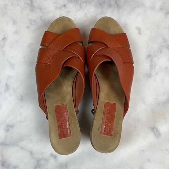 Pedro García Nena Chutney Crisscross Leather Peep Toe Slide Clog Sandals Sz 41 - Picture 6 of 11